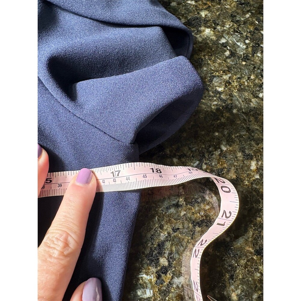 Calvin Klein Dress Womens Size 8 Navy Blue Sheath Midi Tulip Sleeve Zip - Picture 6 of 10